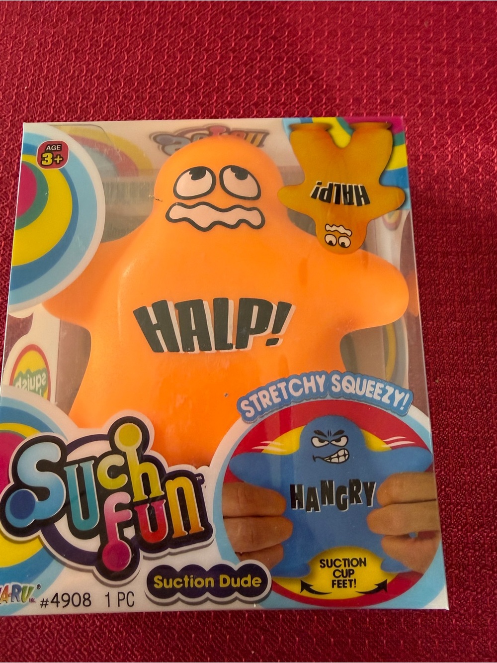 New Squishy HALP Guy Suction Cup Stretchy Squeeze Toy Jaru Orange Sensory Squish
